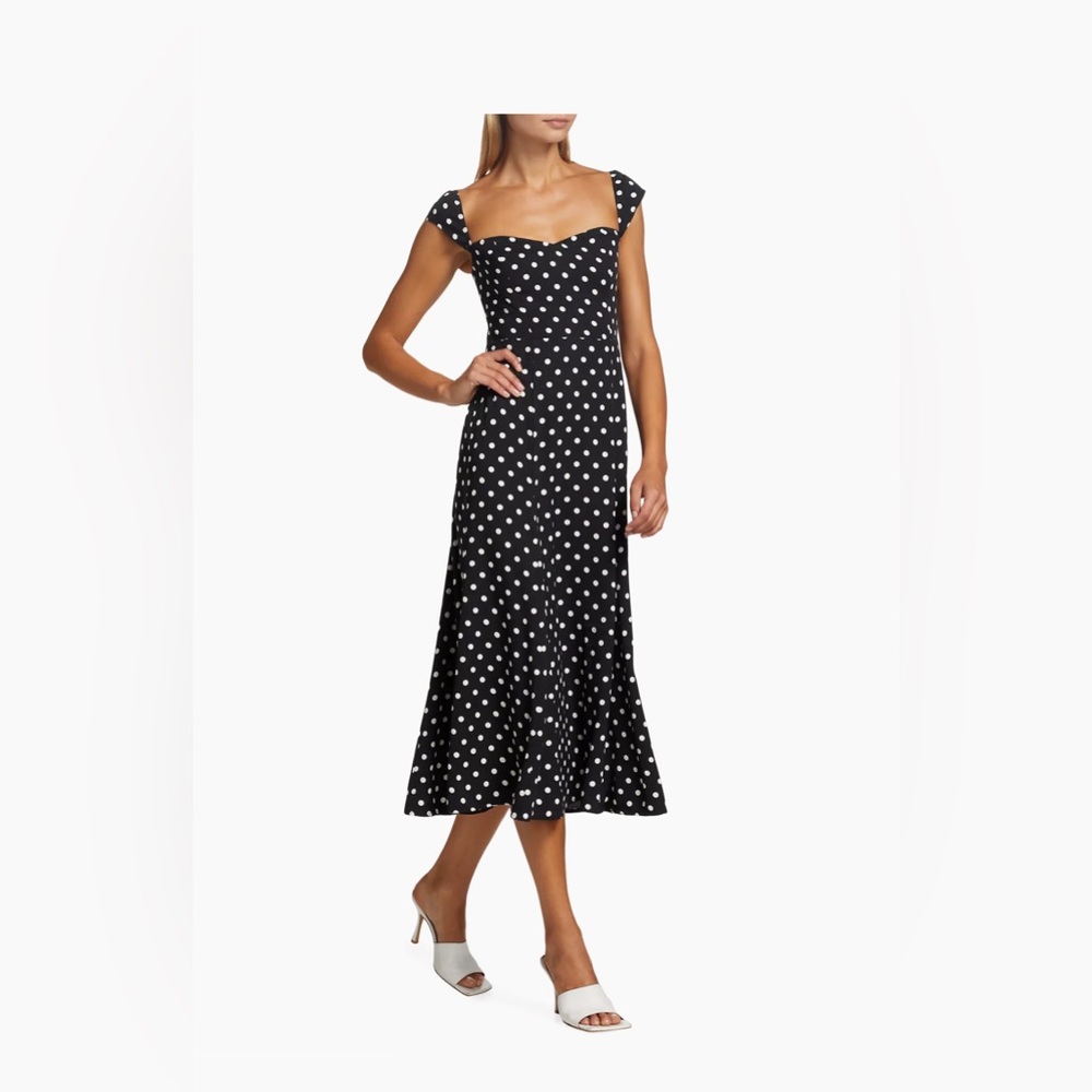 Reformation Bryson Polka Dot Midi Dress Petite